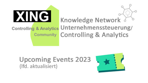 Upcoming Events 2023 April - XING Controlling & Analytics + XING BI/KI und Big Data