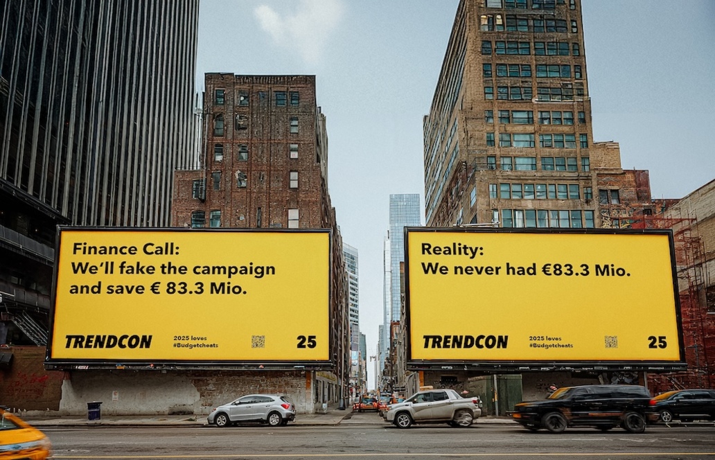Budgetcheat statt Budgetcut: OFF/BRIEF inszeniert Fake-Kampagne für TRENDCON mit KI-Billboards