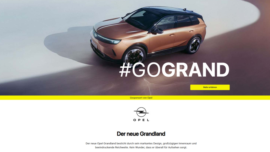 Brand Hub-Premiere auf Autoscout24: Opel inszeniert den neuen Grandland interaktiv und datengestützt