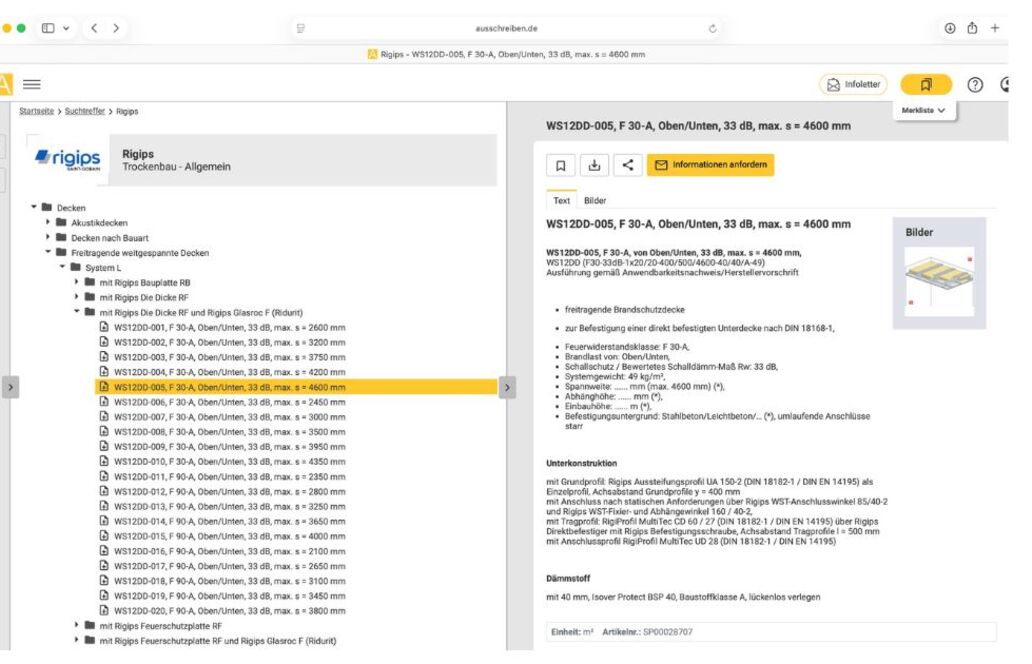 Rigips überarbeitet 5.000 Ausschreibungspositionen für schnellere Leistungsverzeichnisse