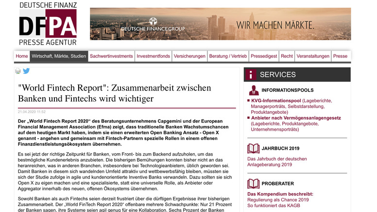 "World Fintech Report": Zusammenarbeit Zwischen Banken Und Fintechs ...